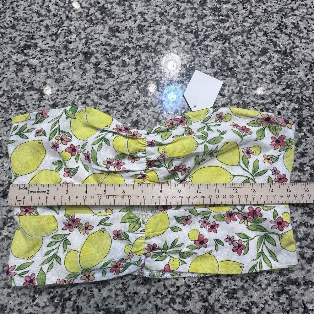 NWT Monteau Los Angeles Lemon And Floral Print Cropped Tube Top X-Large - Picture 7 of 9
